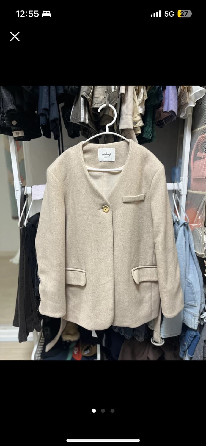 노카라 자켓 아이보리 상품이미지1