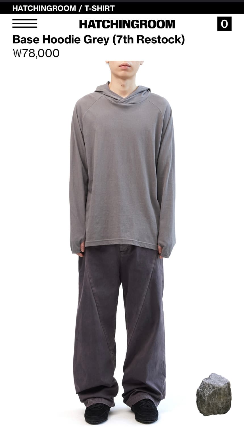 해칭룸 베이스 후디 그레이 2사이즈 (1회착) 상품이미지2