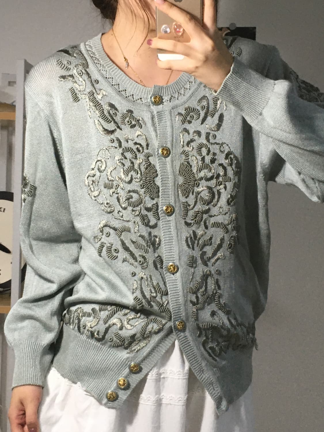 페일민트 자수 가디건 상품이미지4