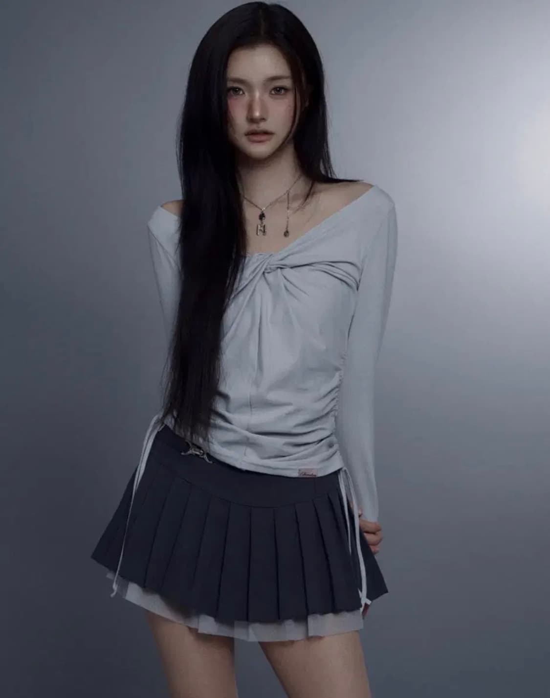 뉴얼린 루나 트위스트 셔링탑 pale gray 상품이미지2