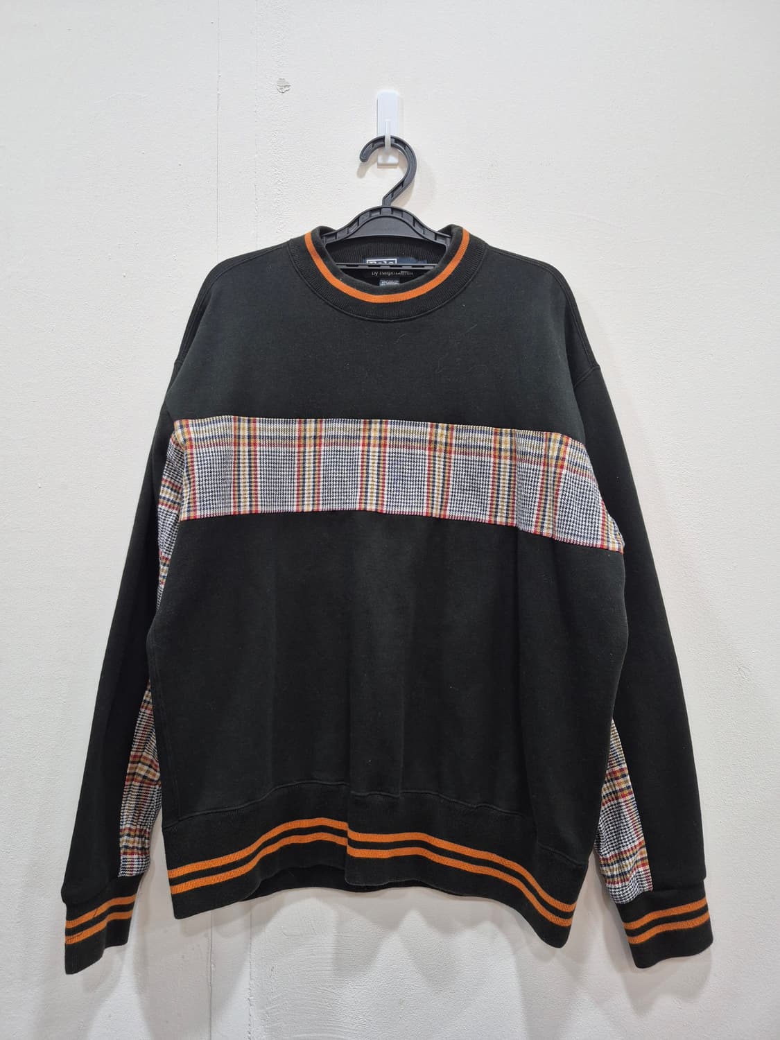 폴로랄프로렌 체크 패턴 패널이 있는 블랙 맨투맨 남성 95~100사이즈 상품이미지1