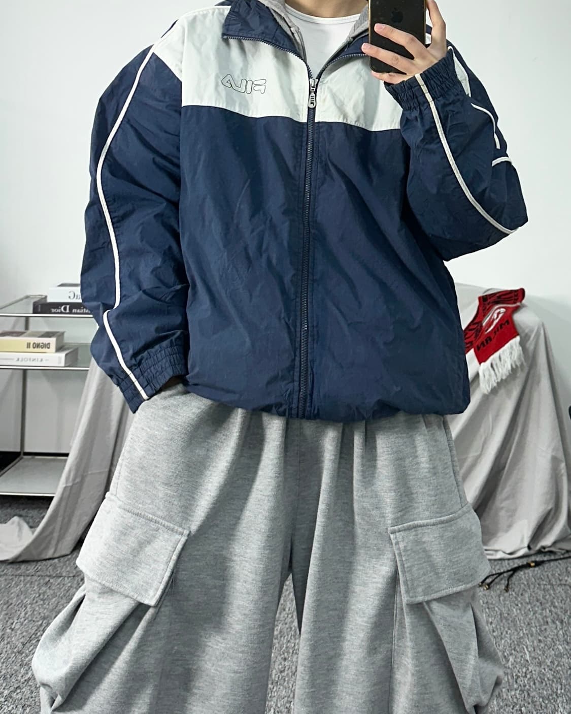 휠라 빅로고 배색 바람막이 L 상품이미지3