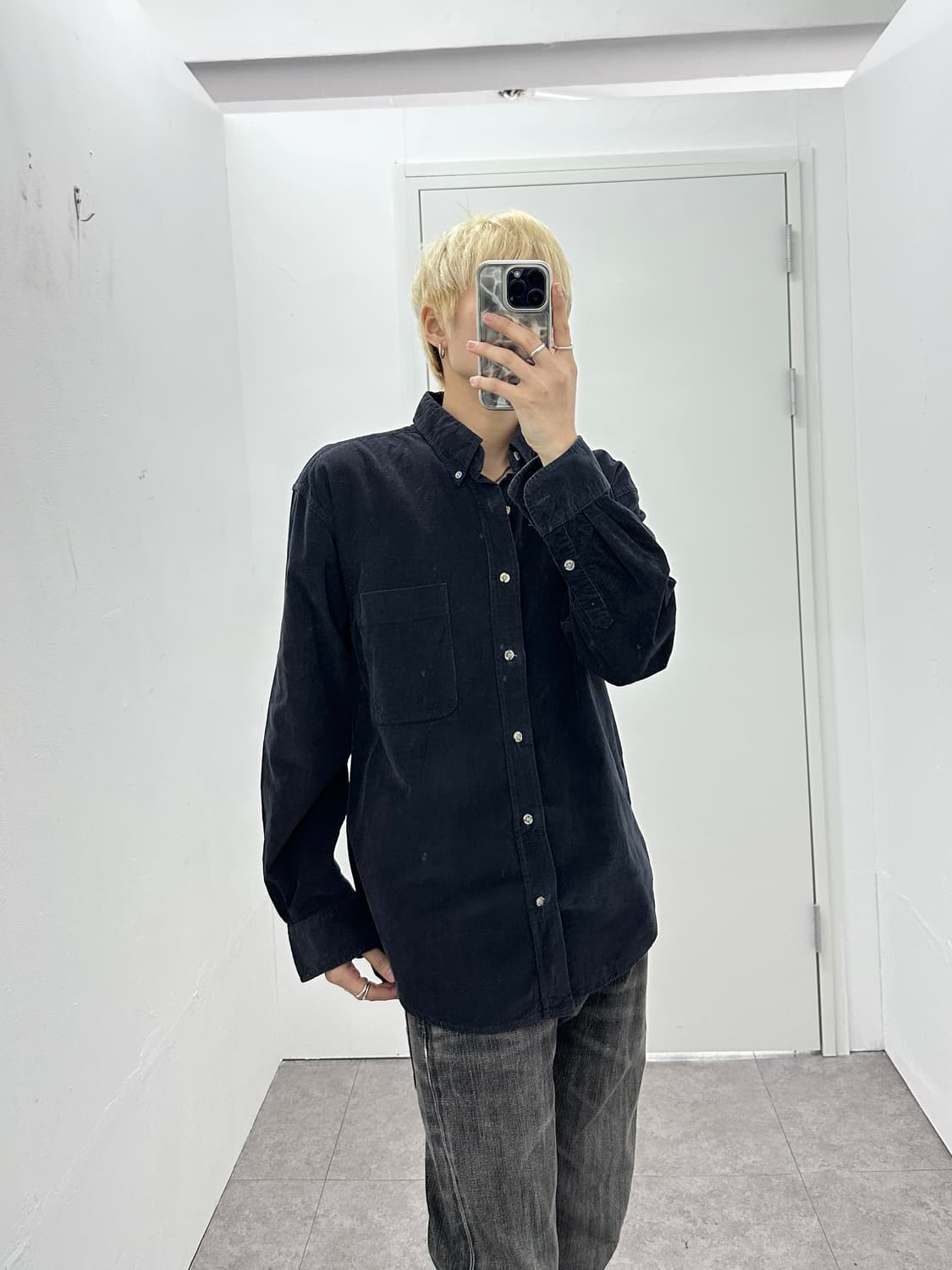 Corduroy black shirts 상품이미지2