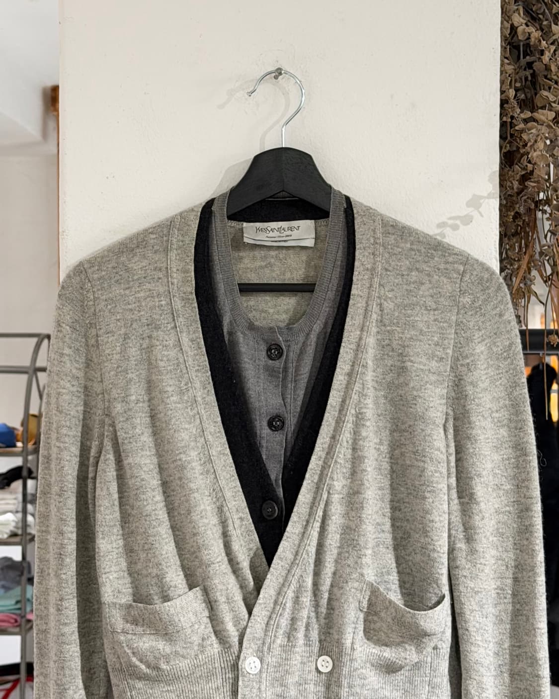 이브 생로랑 그레이 fw08 브이넥 레이어드 가디건 상품이미지4