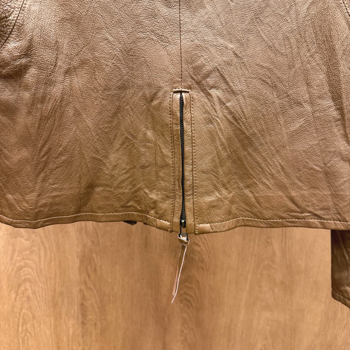 빈티지 레더 라이더 자켓 숄더 스트랩 디테일 레귤러핏 브라운 상품이미지6
