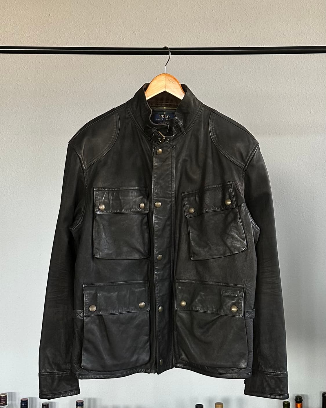 [XL]폴로 랄프로렌 소가죽 모터싸이클 바이커 레더 자켓 상품이미지1