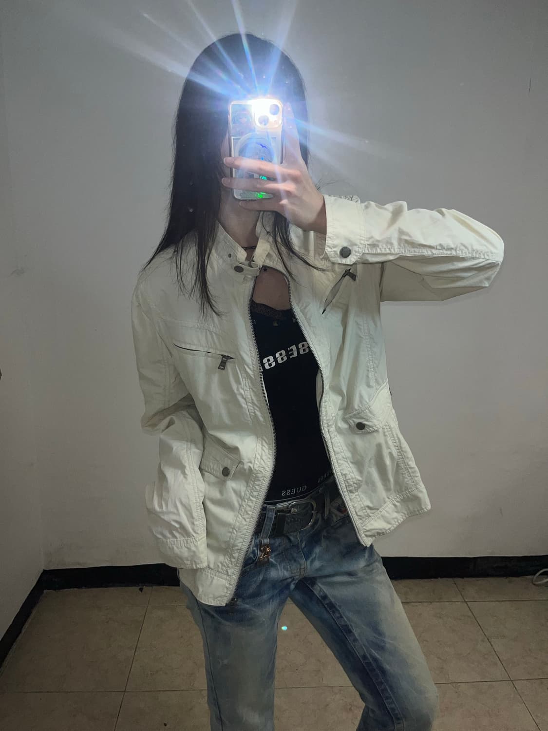 Y2K 크림베이지 나일론 유틸리티 자켓 상품이미지9