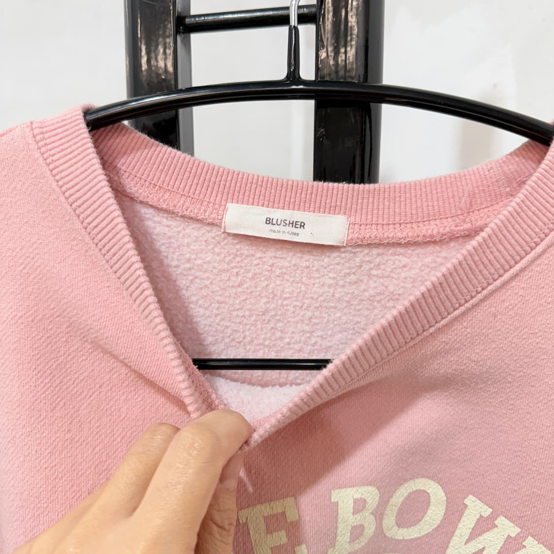 블러셔 핑크기모 크롭맨투맨 pink 4055 상품이미지2