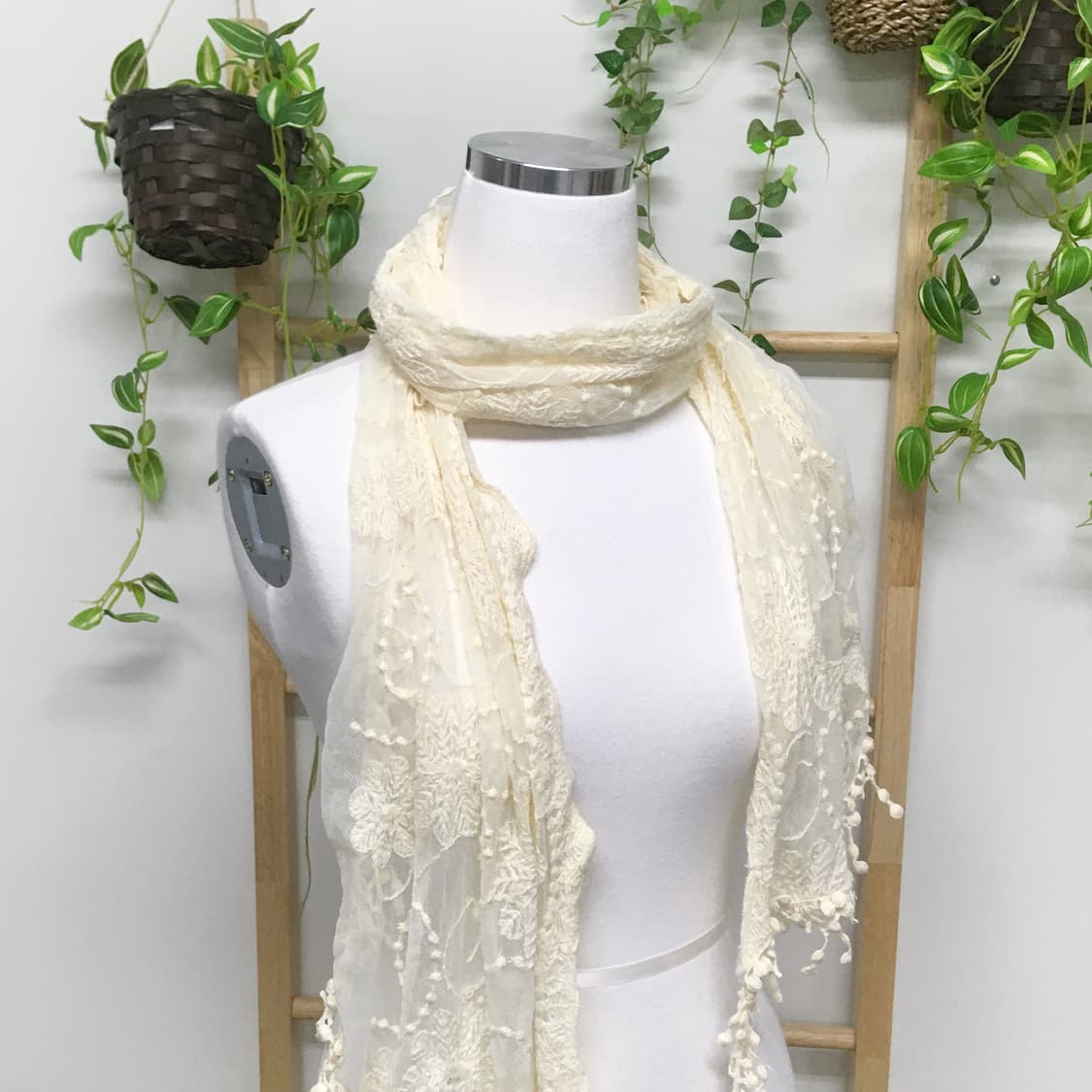 JPN/ 레이스스카프 아이보리스카프 모리걸스카프 모리룩스카프 상품이미지2