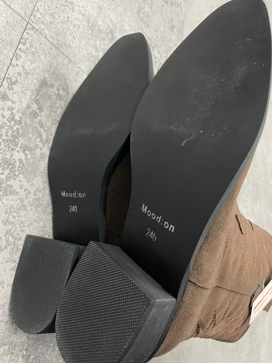 빈티지 스웨이드 브이컷 자수 미들 롱 웨스턴 부츠 H1691 상품이미지6