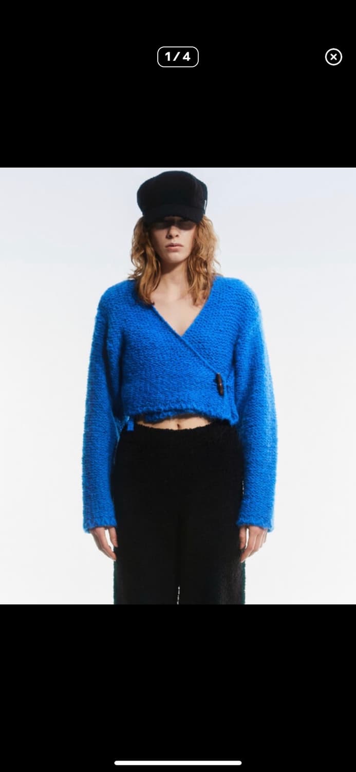 더오픈프로덕트) 랩크롭 가디건 블루 상품이미지1