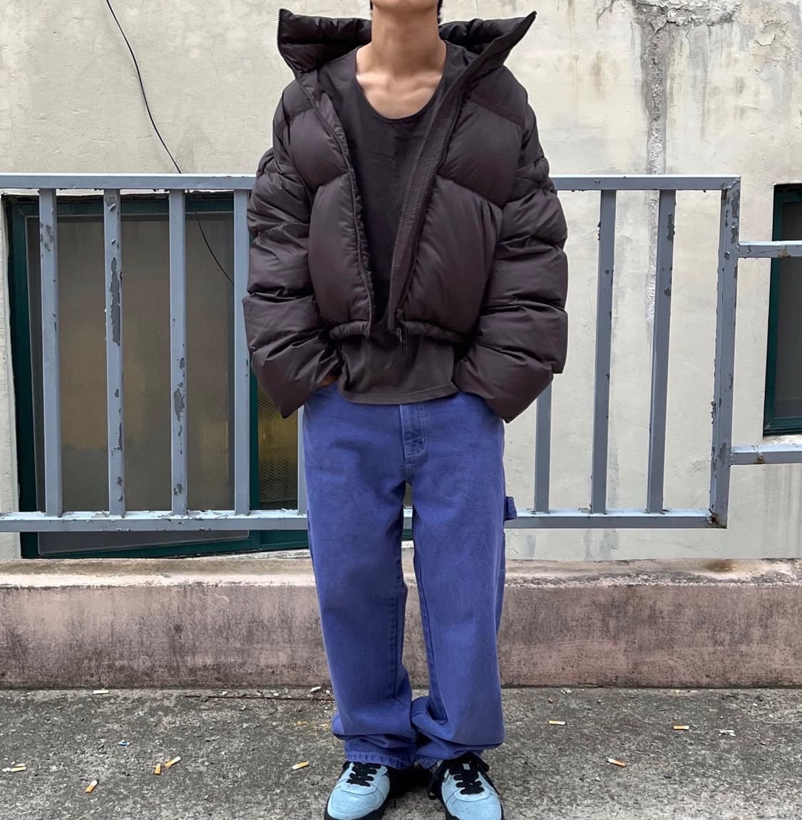 마뗑킴 로고 테이핑 퍼퍼 브라운 패딩 상품이미지2