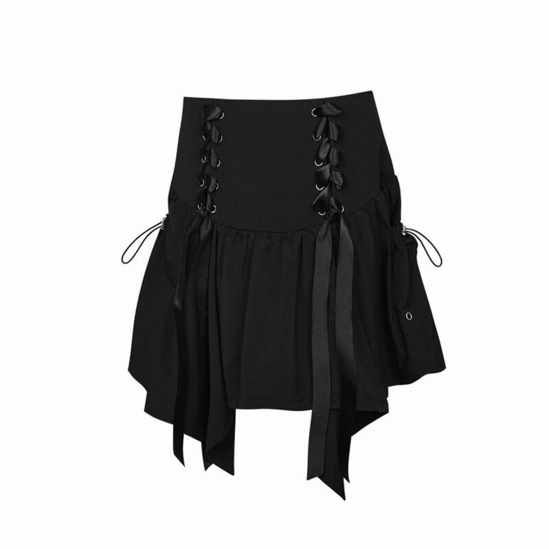 Lace Up Nylon Ballet Cargo Skirt (BLACK) 상품이미지2