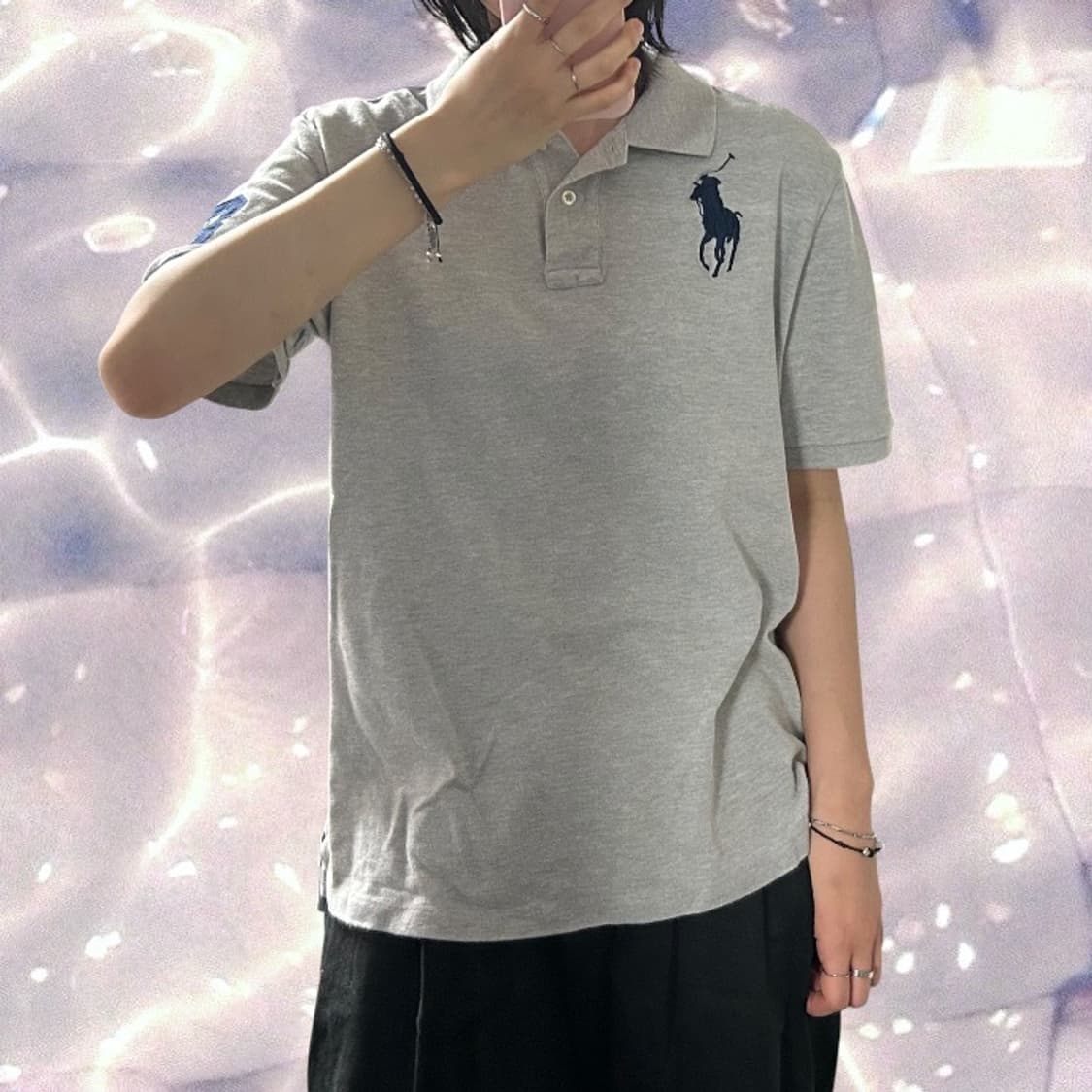 폴로 랄프로렌 신형 빅포니 치프키프 넘버 로고 반팔 카라 티셔츠 그레이  상품이미지3