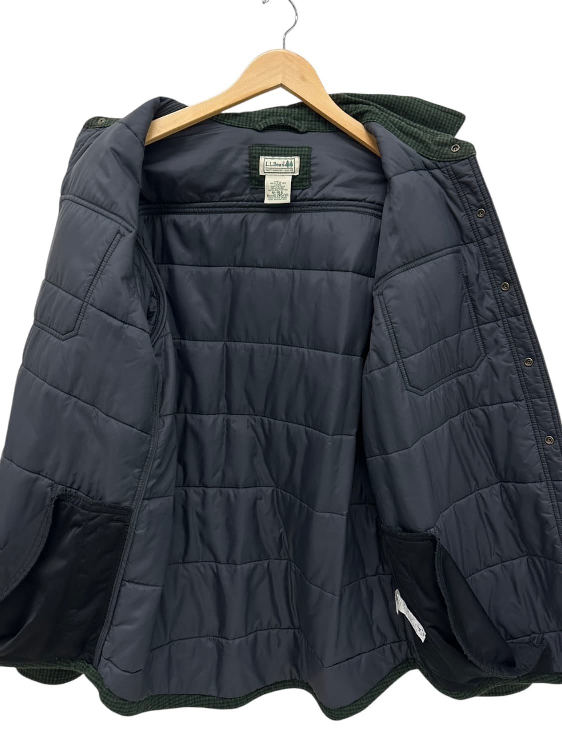 엘엘빈 깅엄체크 누빔자켓 다크그린 (M~L) 상품이미지7