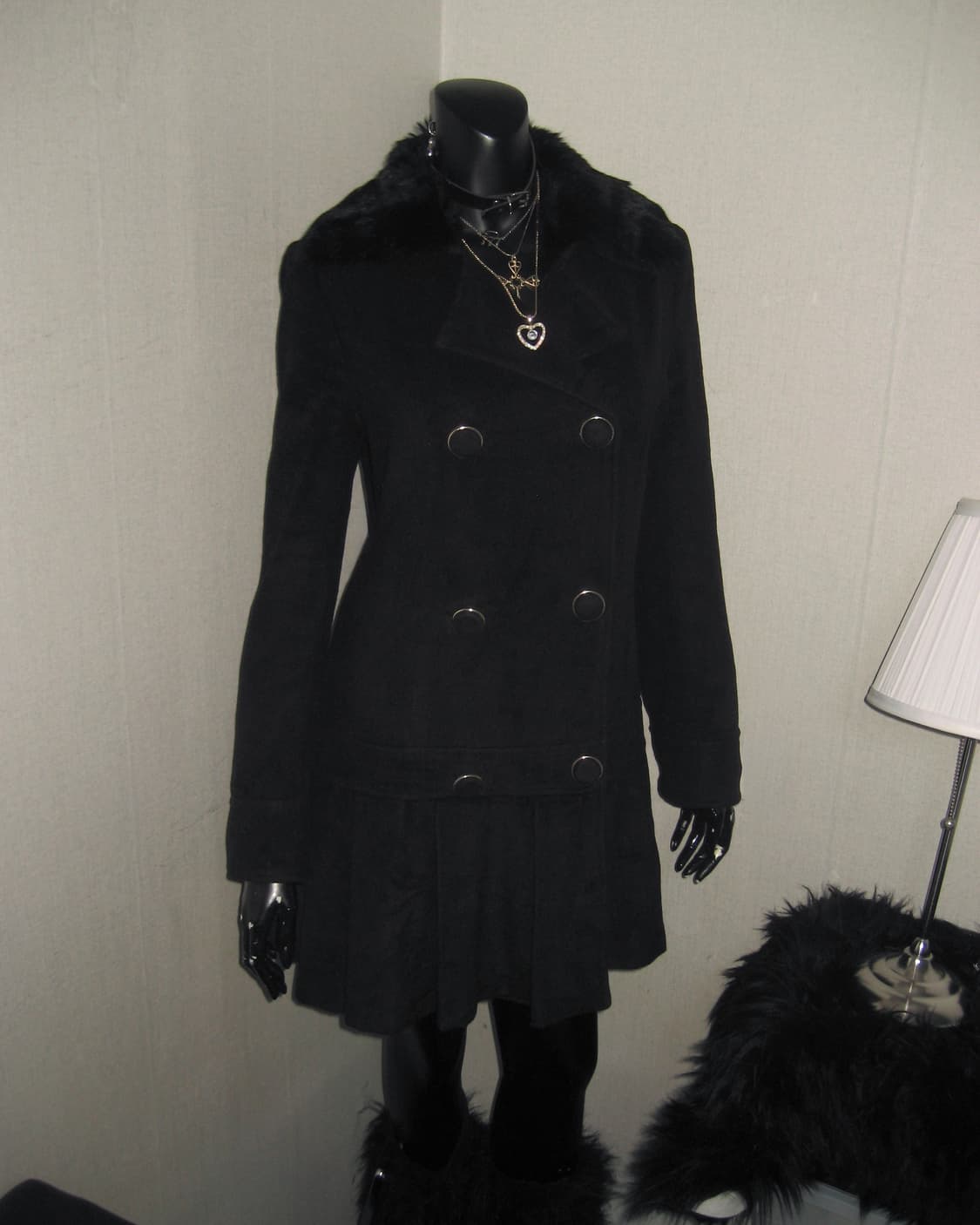 Deary 백리본 퍼 코트 블랙 디어리 디어마이러브 갸루 상품이미지1