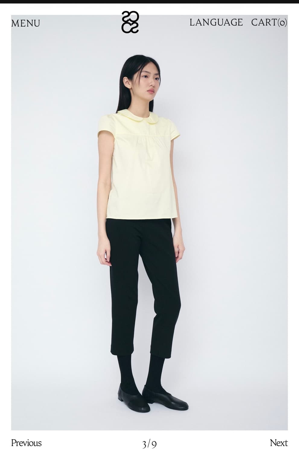 코스모스 셔링 캡 슬리브 블라우스 레몬 상품이미지2