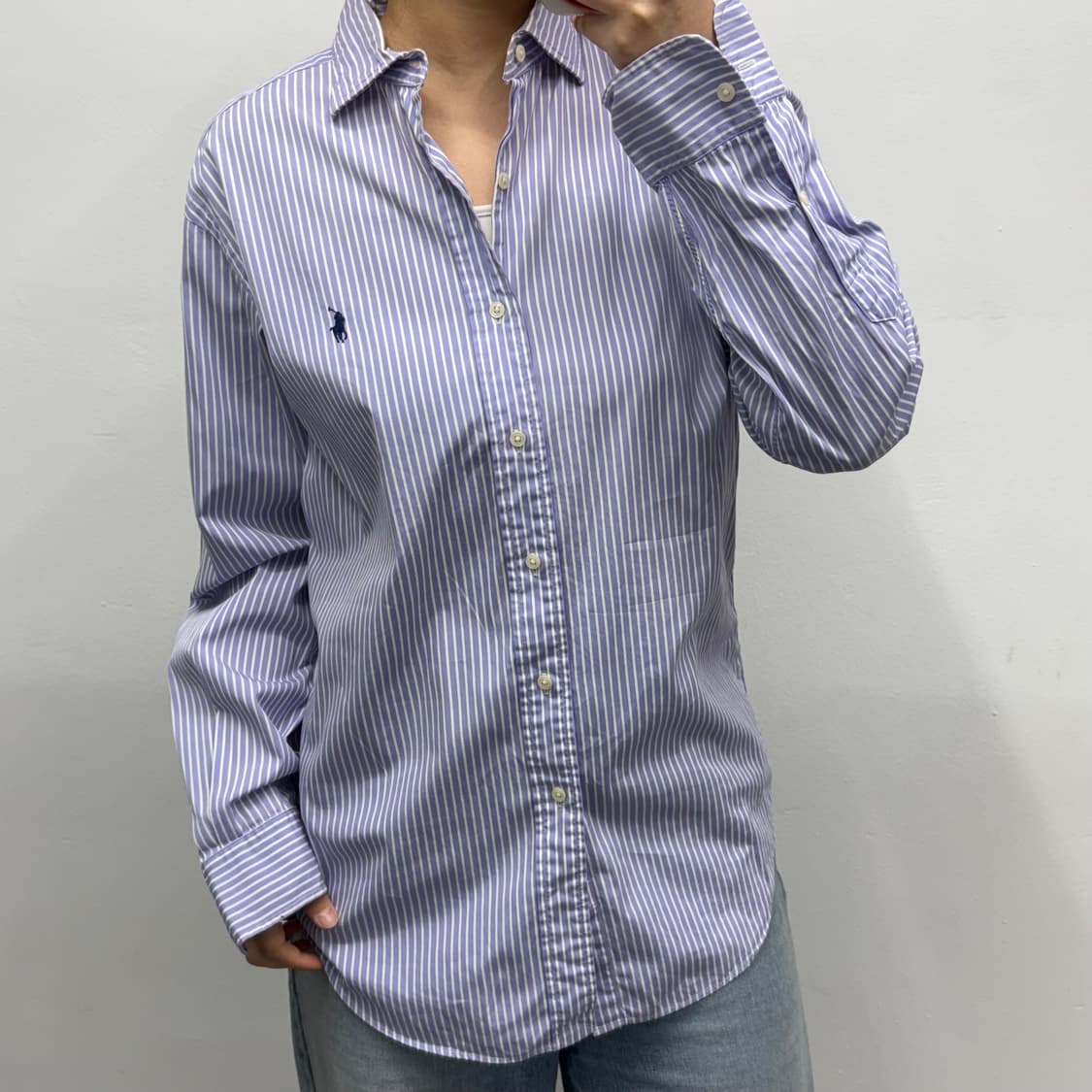 [M] 폴로 랄프로렌 연보라 스트라이프 셔츠 상품이미지1