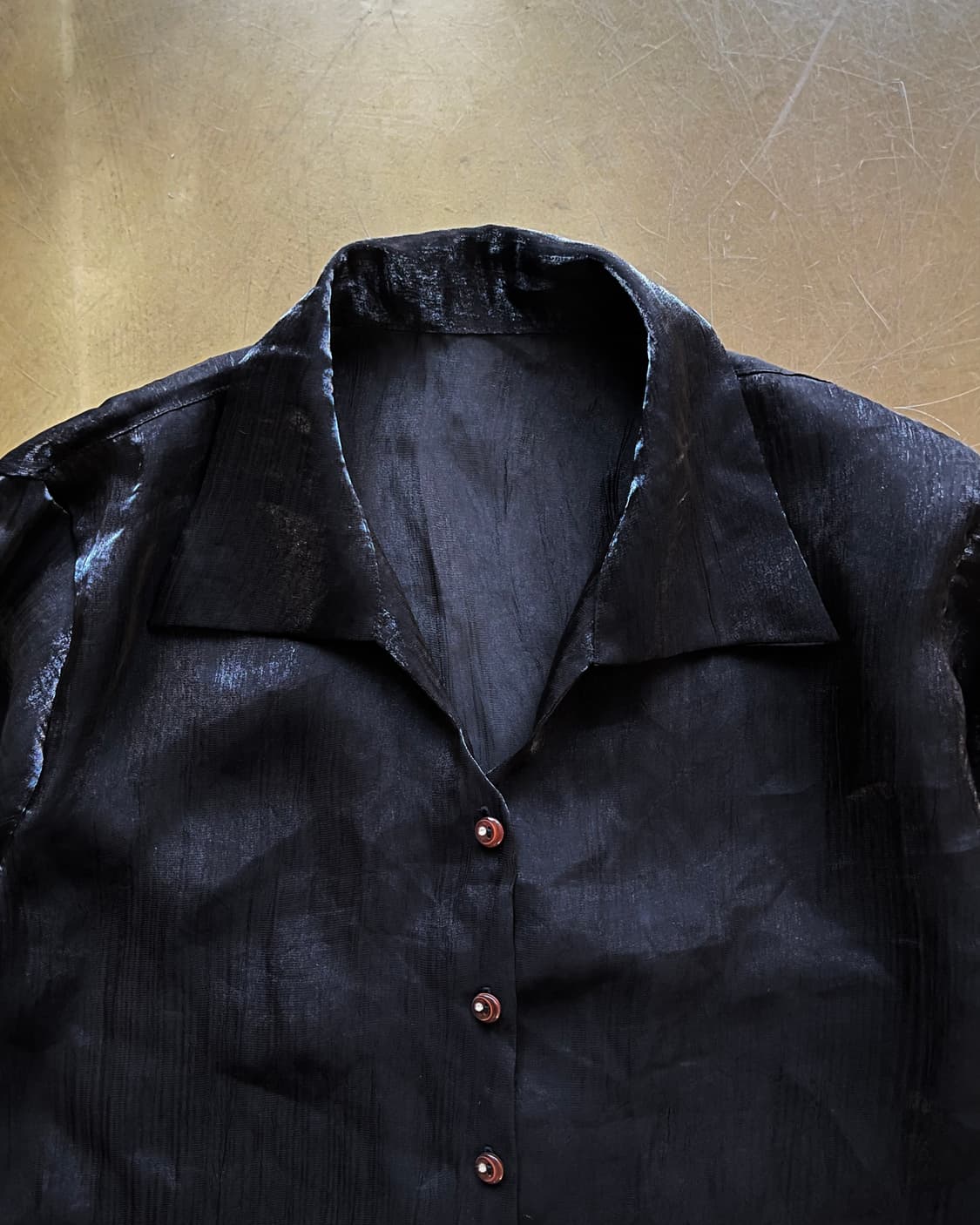 Jpn Vintage Open Collar Black Shirt 상품이미지4