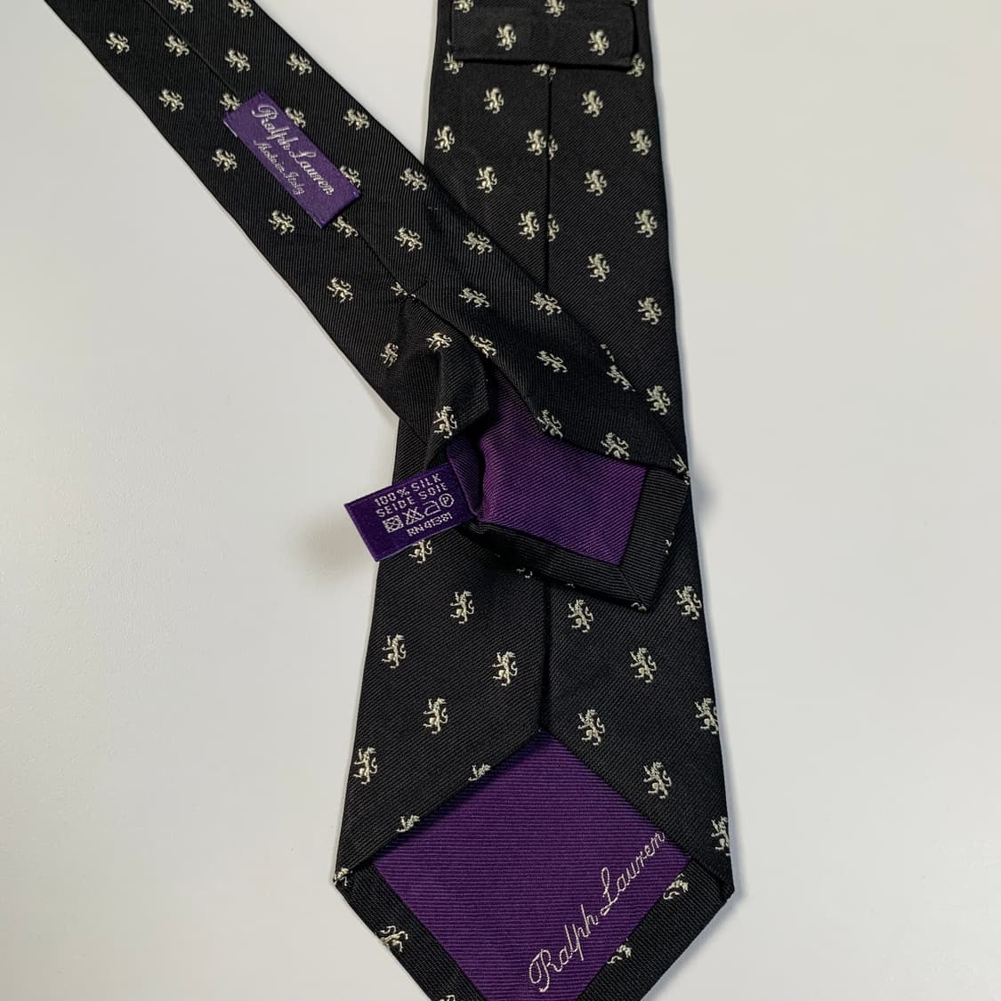 폴로 랄프로렌 퍼플라벨 블랙컬러 명품 100실크 최상급 넥타이 8.3cm 상품이미지6
