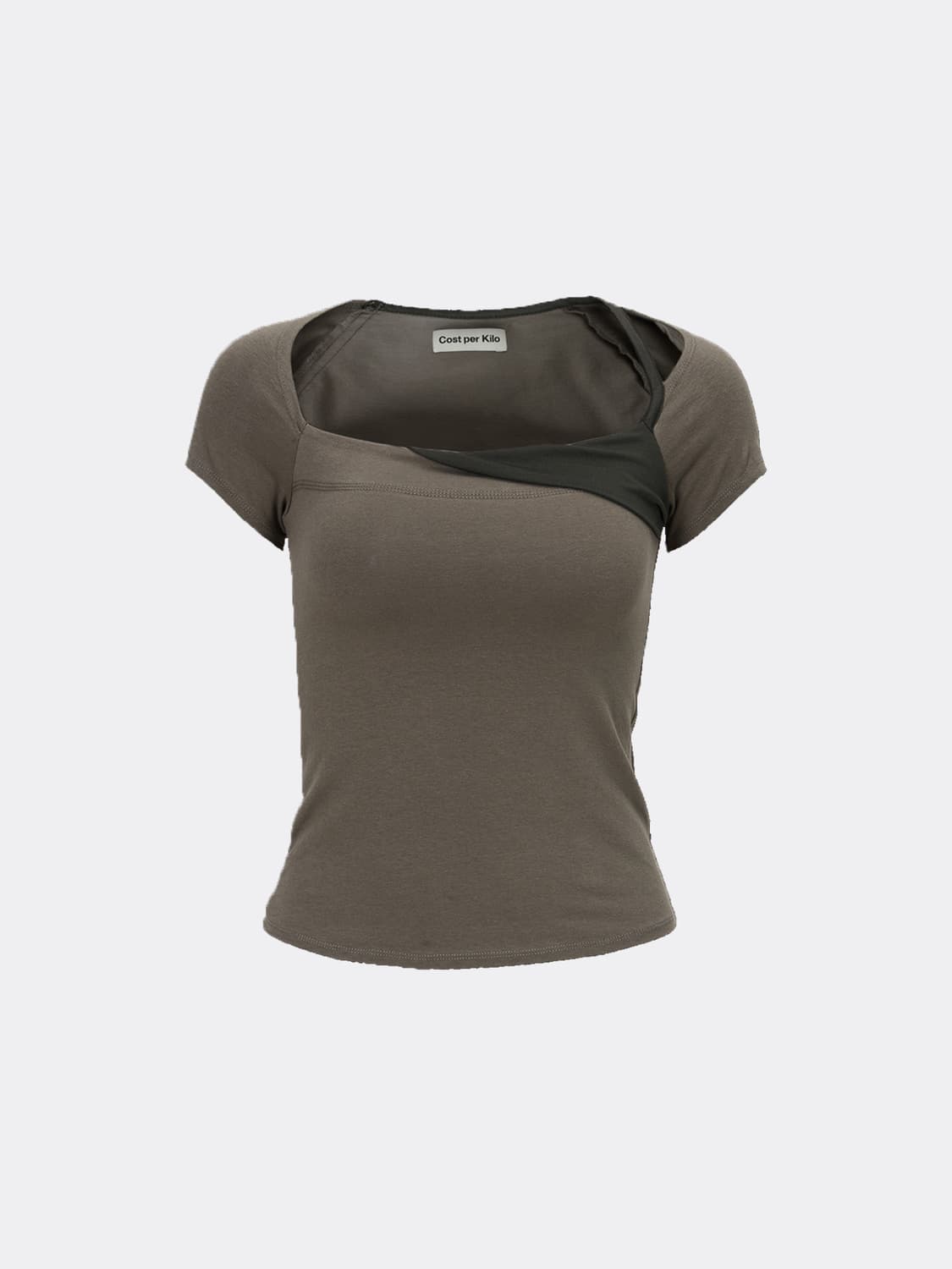 코스트퍼킬로 SQUARE NECK S/S T-SHIRT-KHAKI 상품이미지2