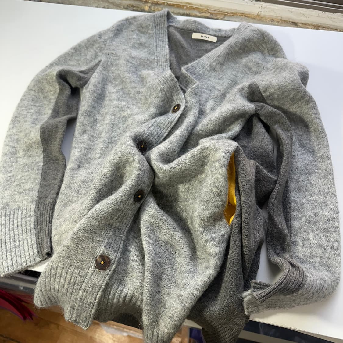 우먼F 시스템 그레이배색 캐시미어혼방 양모가디건 상품이미지1