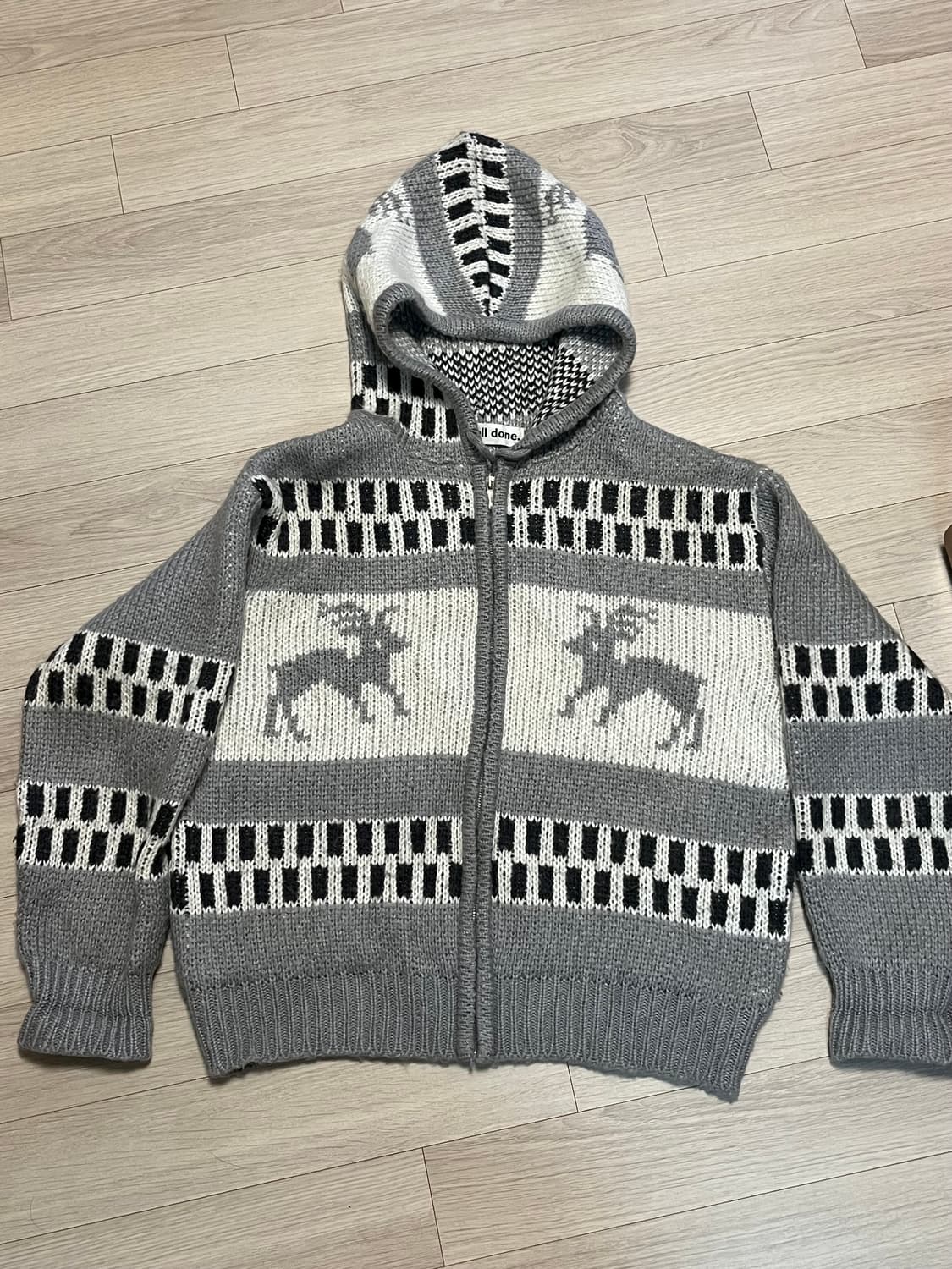 코위찬 니트 후드집업 상품이미지1