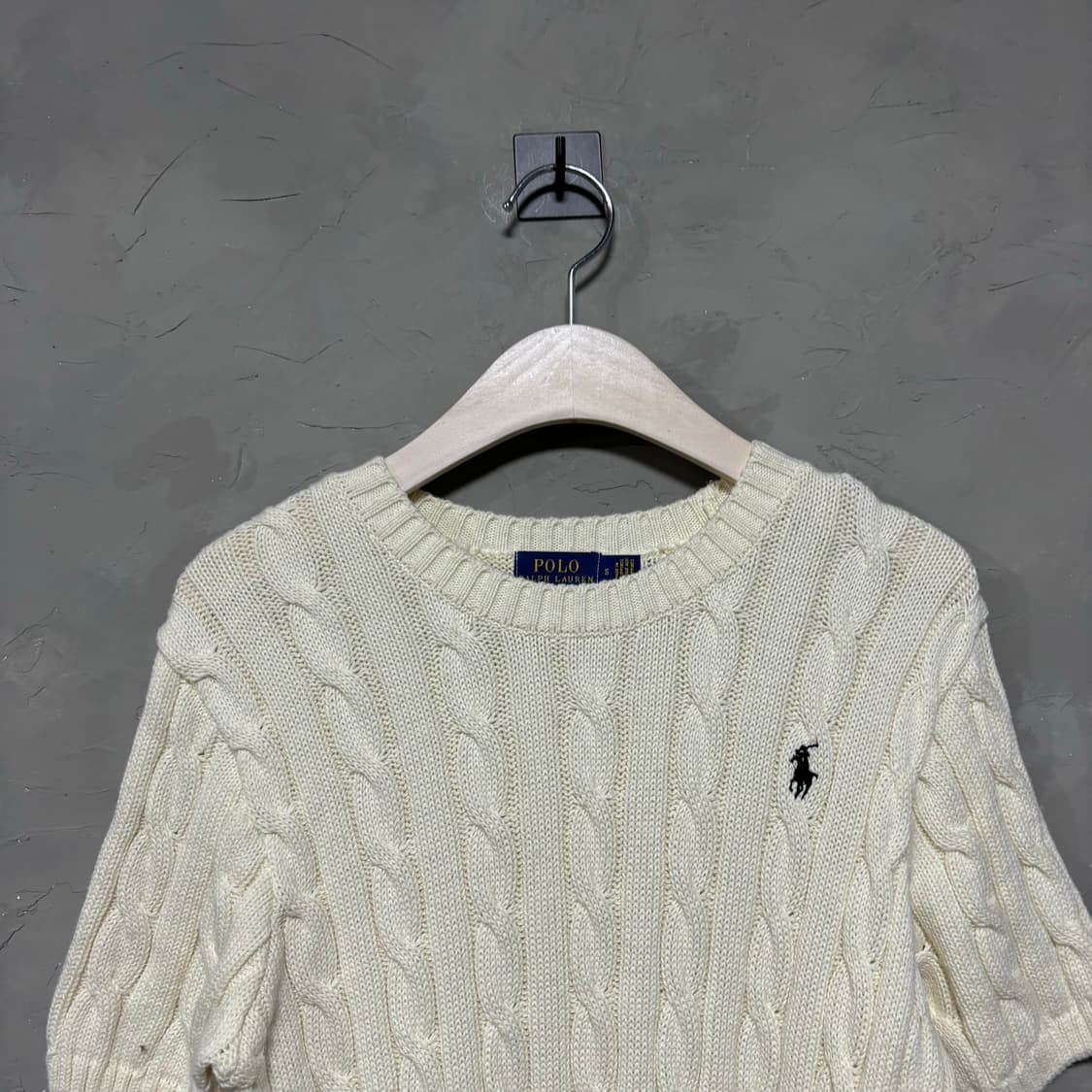 폴로 랄프로렌 꽈배기 니트 반팔 화이트 상품이미지2
