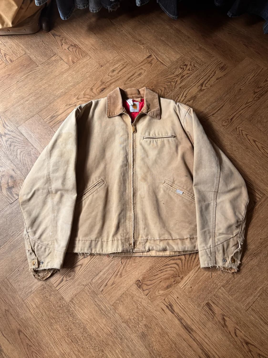 [L]80's 칼하트 USA 유니온메이드 빈티지 페이딩 브라운 워크 자켓 상품이미지1