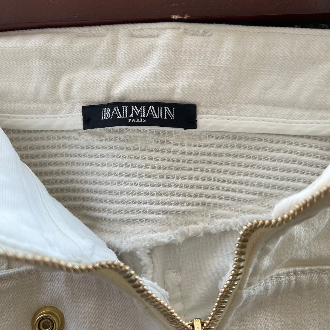 [34] Balmain 2016 화이트 코튼 골드 버튼 바이커 팬츠 상품이미지5