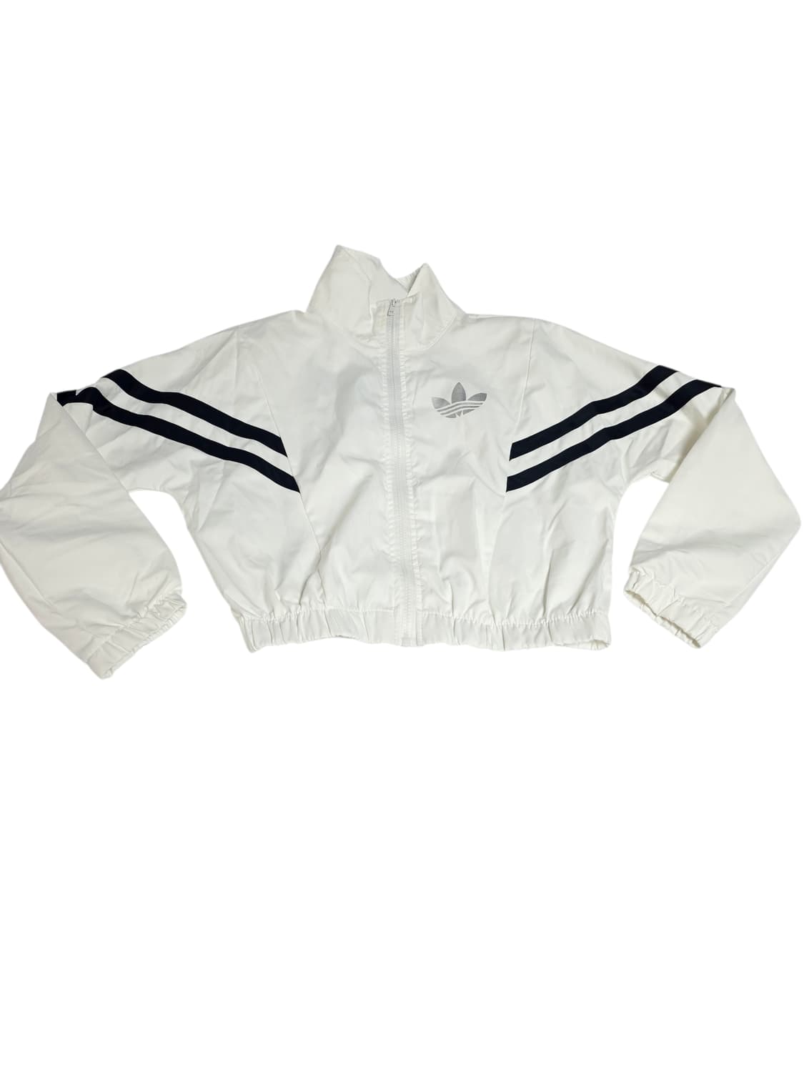 [아디다스] Y2K 화이트 블랙 투라인 백로고 크롭 바람막이 자켓L 상품이미지1