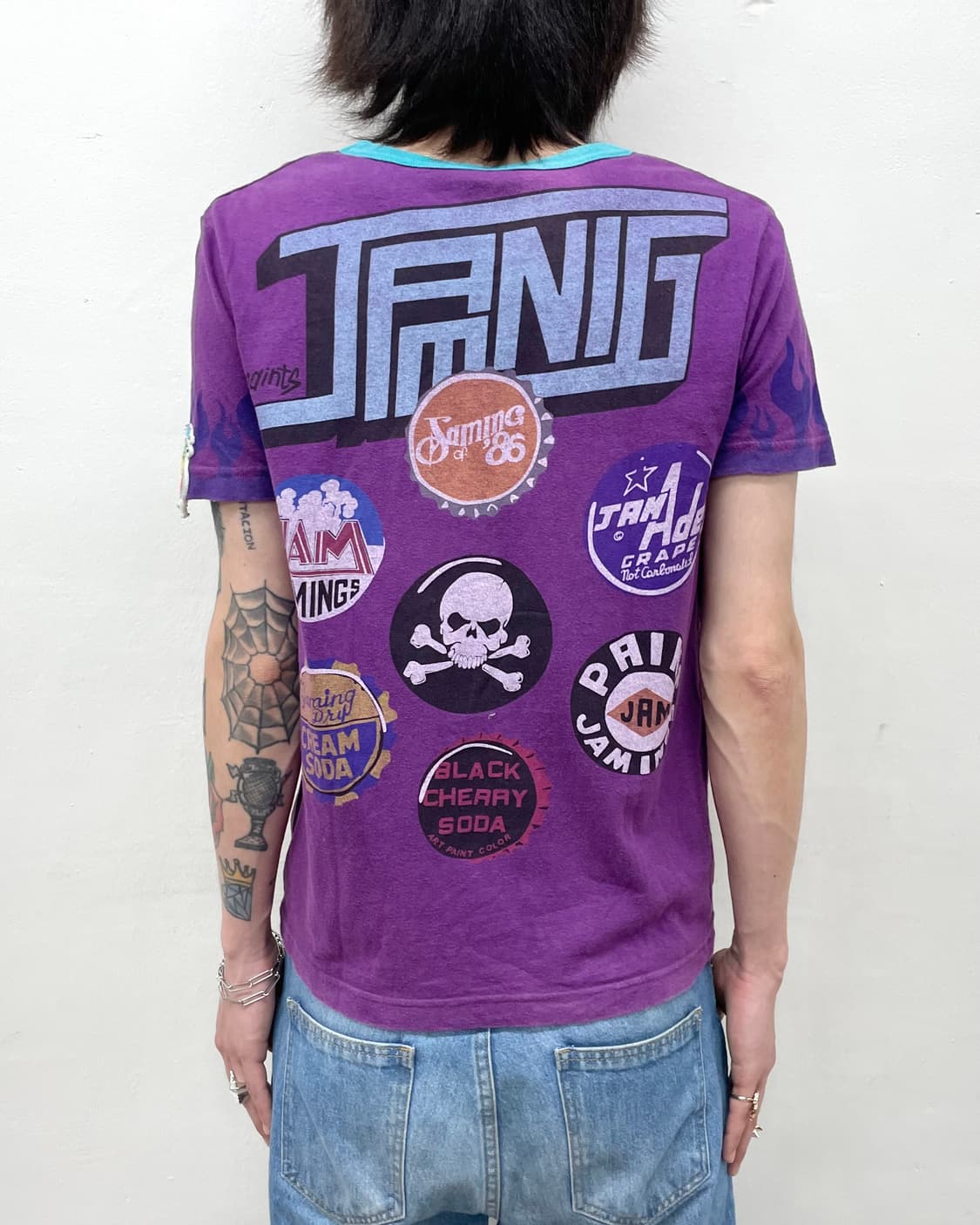 Big Skull Flame Jam Purple T-shirt 상품이미지4