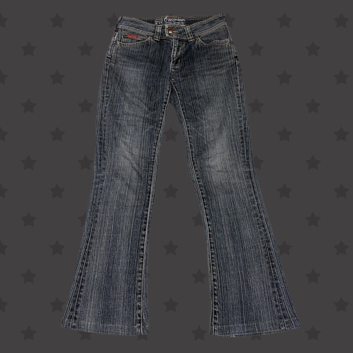 고딕펑크 트루릴리젼깔 핀터깔 워싱 대장 로우라이즈 데님 팬츠 상품이미지1