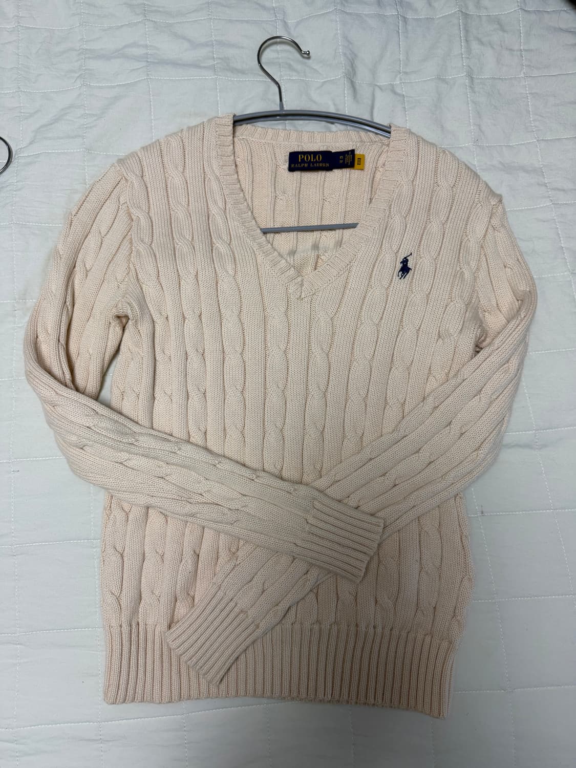 폴로 랄프로렌 케이블 브이넥 니트 아이보리 xs 상품이미지1