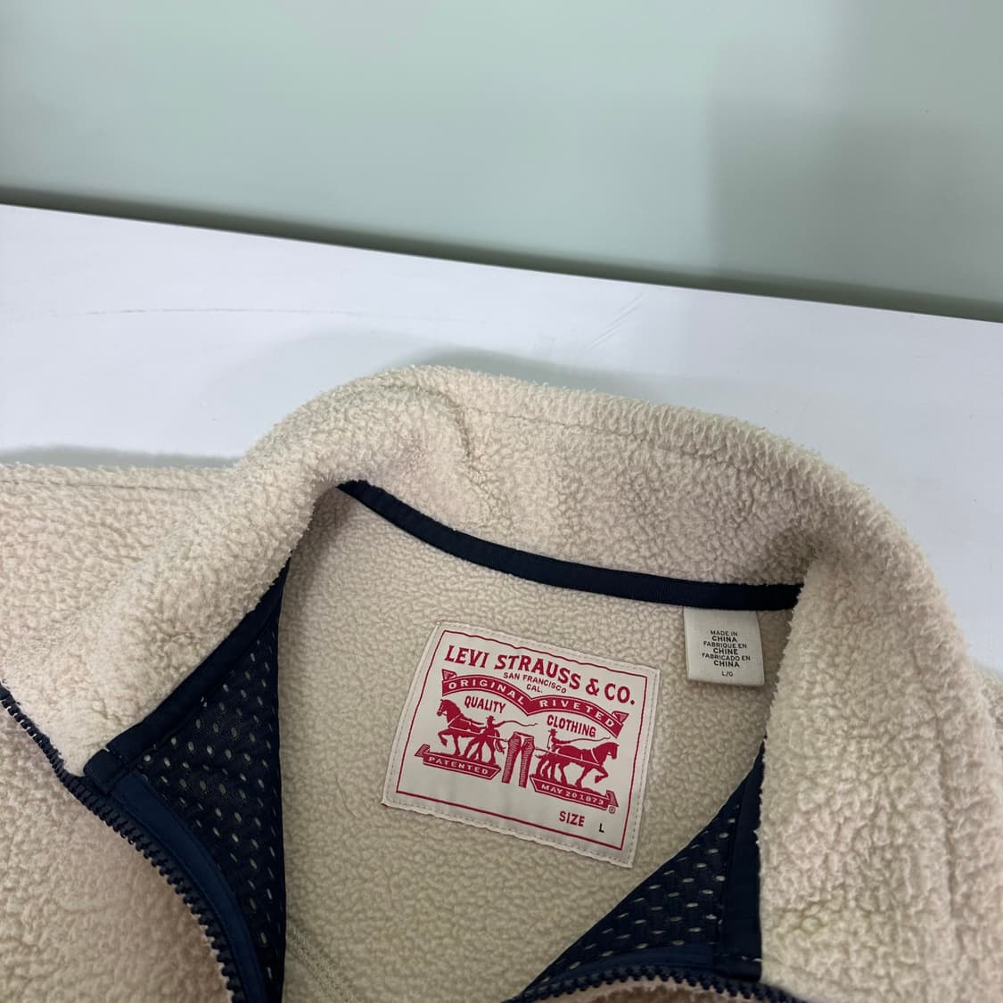 L 리바이스 아이보리 레트로 후리스자켓 상품이미지5