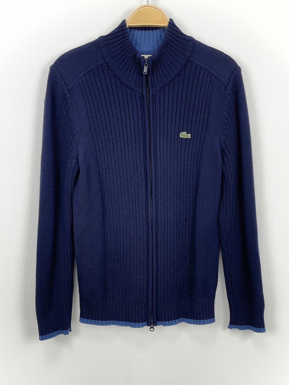 라코스테 네이비 하이넥 울 지퍼 가디건 상품이미지1