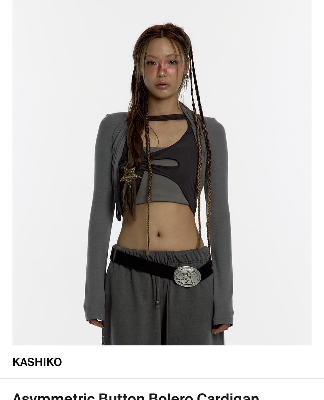 카시코 Asymmetric Button Bolero Cardigan 상품이미지1