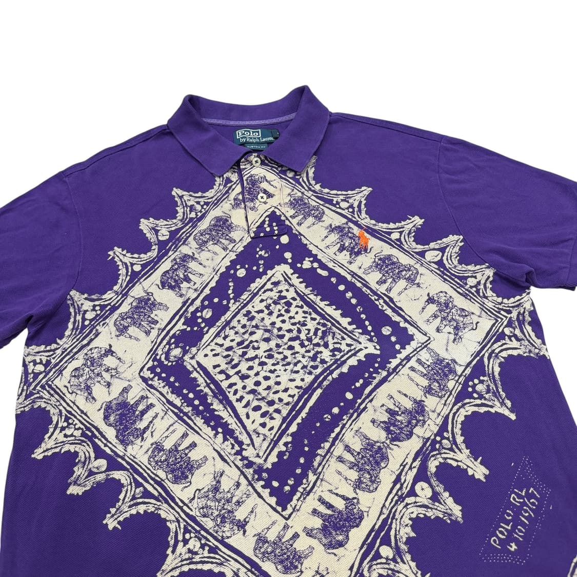 폴로 랄프로렌 페이즐리 패턴 Y2K PK 카라 반팔티 퍼플 XL 상품이미지2