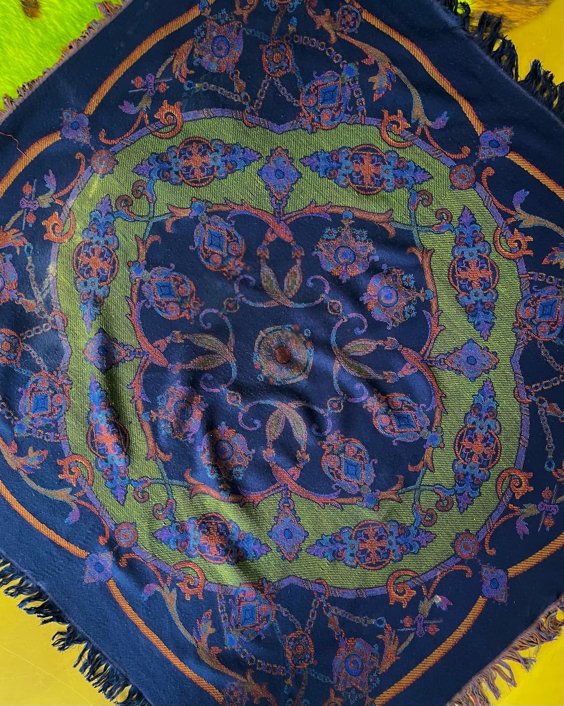 JPN Vintage Antique Graphic Tassel Shawl 상품이미지7