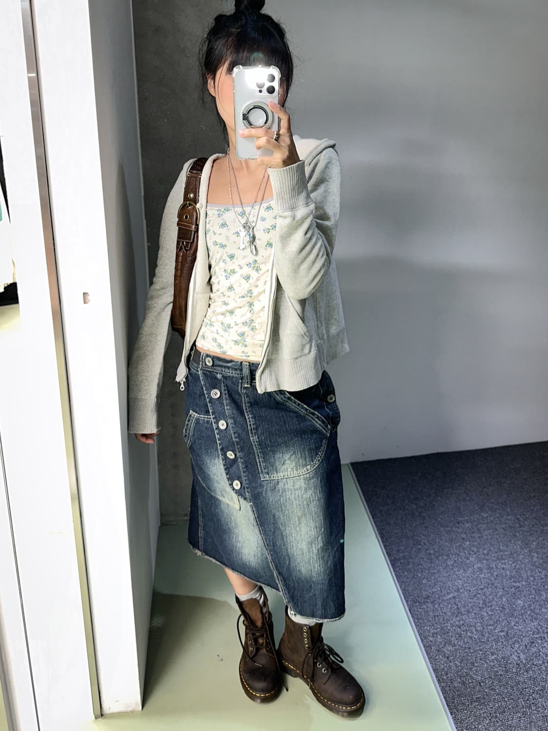 belted denim wrap skirt  상품이미지3