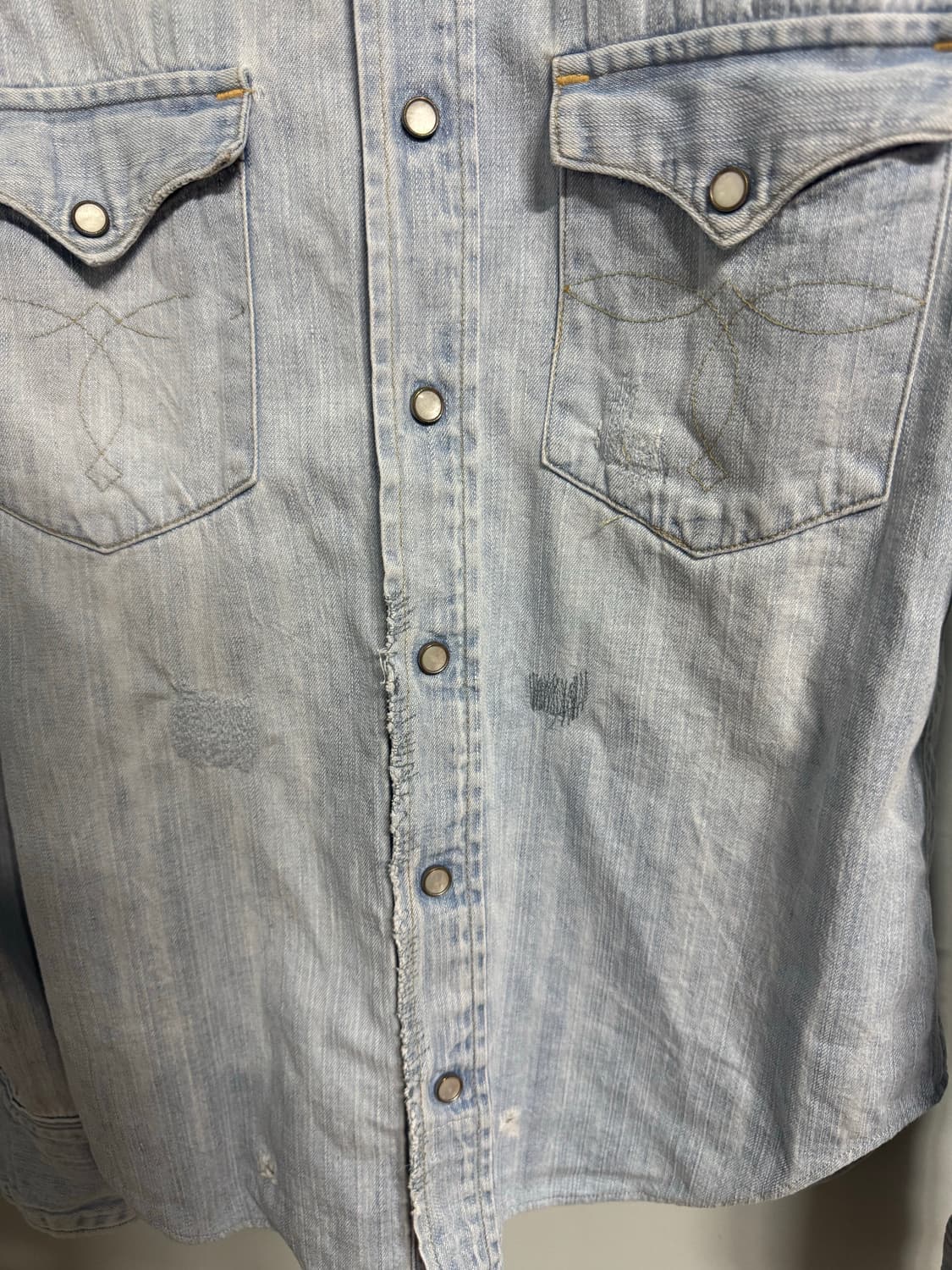 더블알엘 / 디스트레스드 웨스턴 데님 셔츠 made in Usa / S 상품이미지5