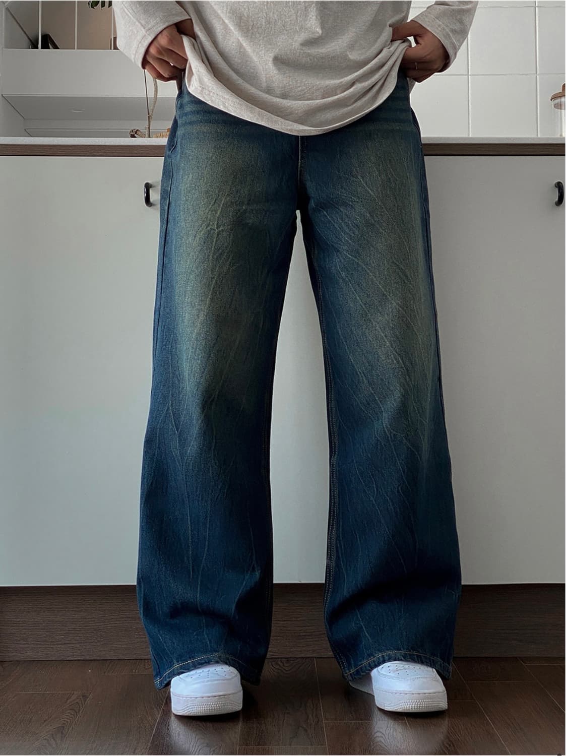 크랙워싱 와이드 데님 상품이미지2