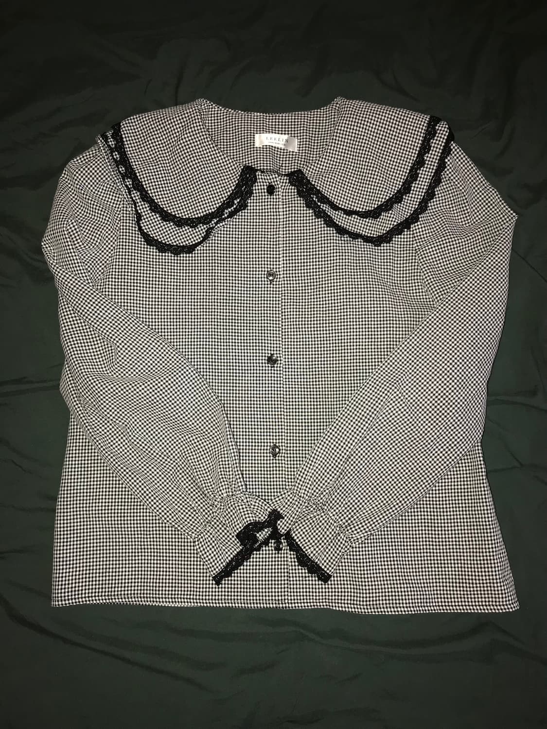 빈티지 체크 빅카라 블라우스  상품이미지1