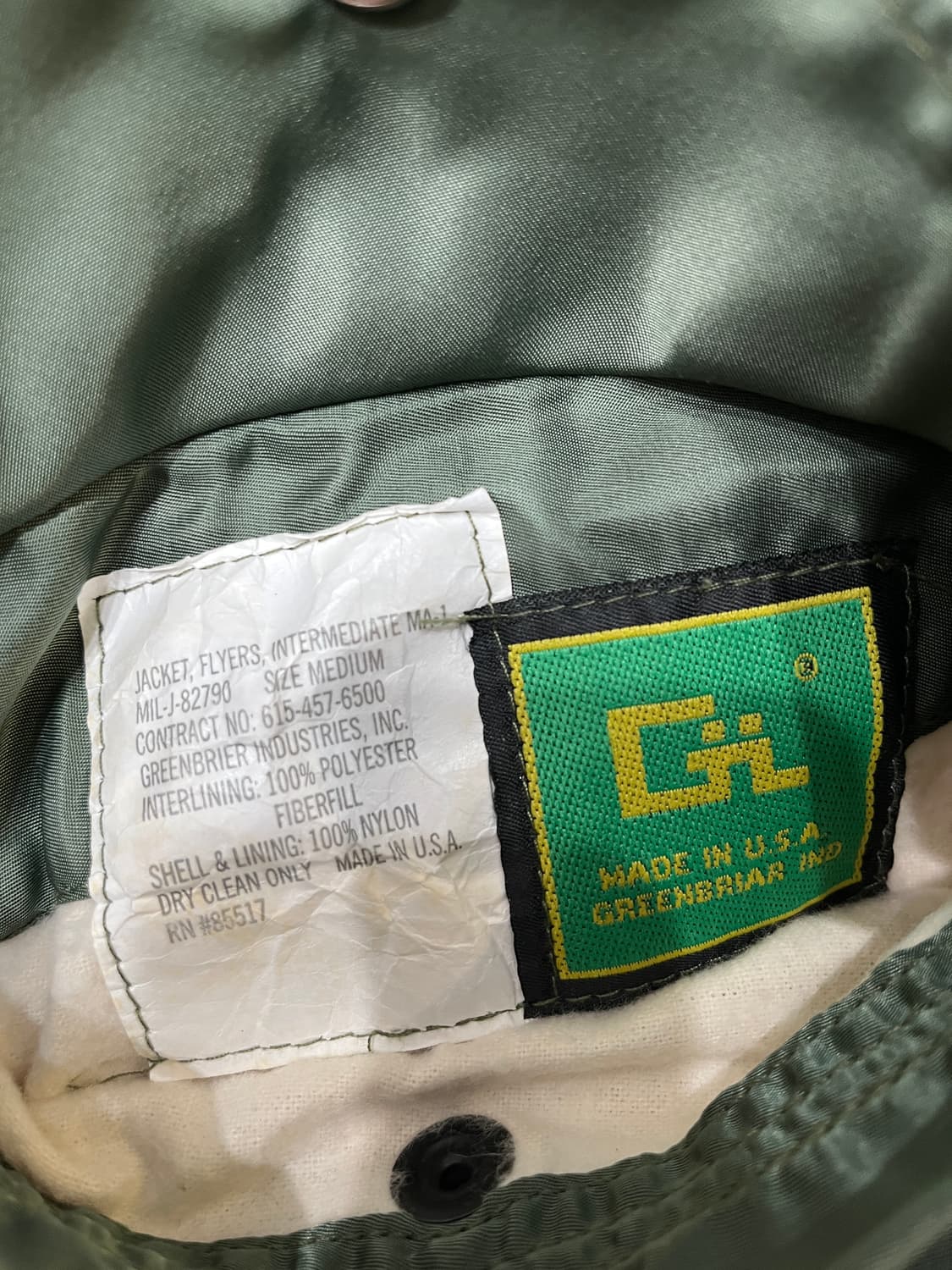 90s 그린브리어 민수용 ma-1 M made in USA 상품이미지4