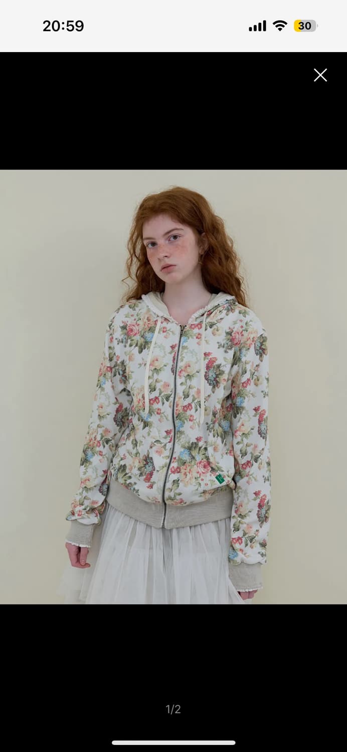 노컨텐츠 플라워 레이스 집업 후드집업  상품이미지1