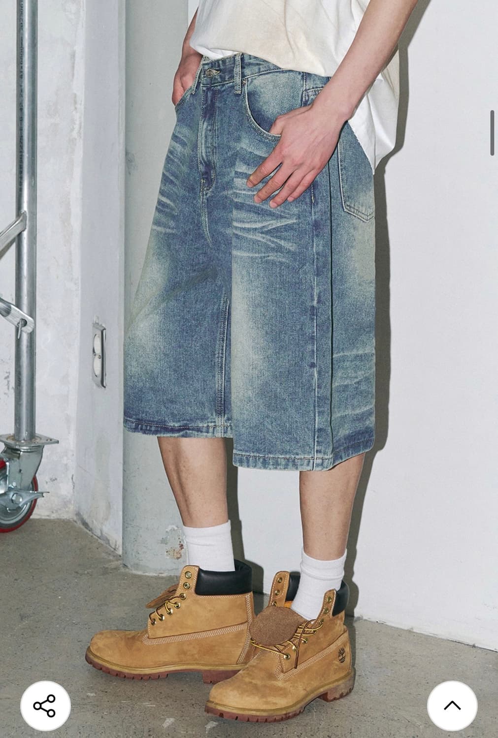 [택 제거 새상품] 어널러코드 페이드 버뮤다 데님 팬츠 (미디엄 블루,  상품이미지9