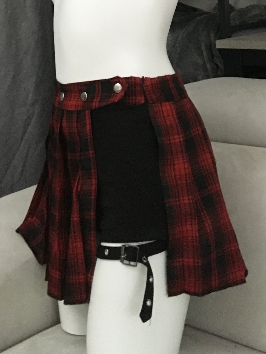 ༒ punk red checkered garter skirt 상품이미지5