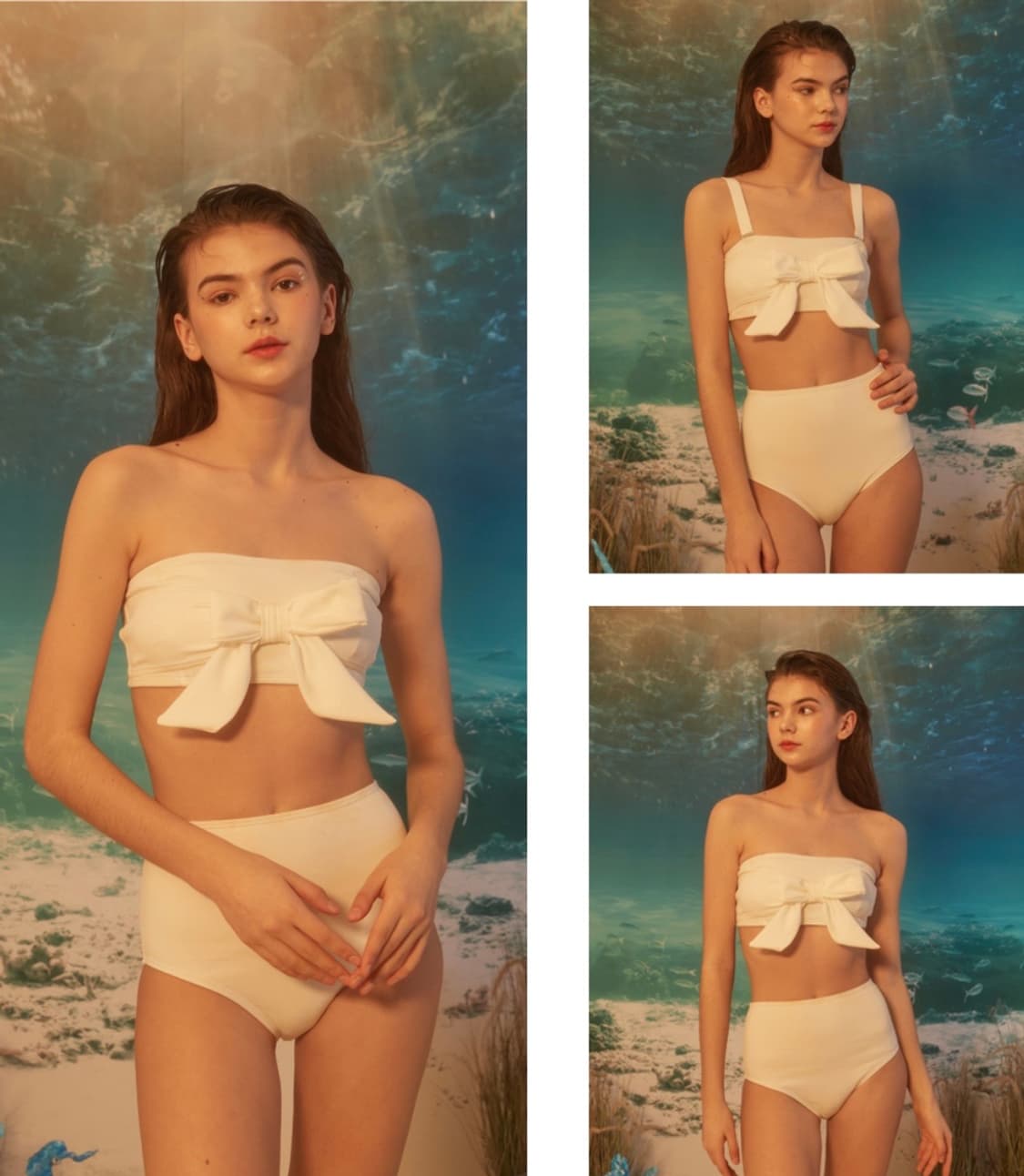 솔티플라워 리본 브라탑 화이트 비키니 흰색 수영복래쉬가드이너스윔웨어스트랩 상품이미지6