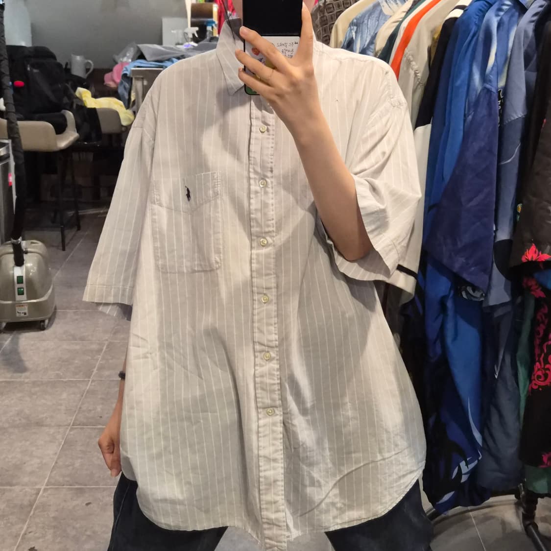 [NO.9] 폴로 반팔 스트라이프셔츠 하늘색/화이트 라인 상품이미지3