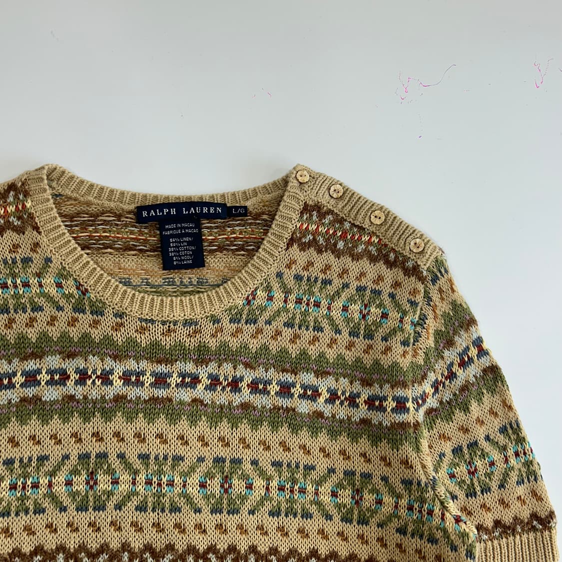 Polo 폴로 패턴 숄터 버튼 반팔 니트 상품이미지4